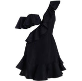 Zimmermann black rife flounce mini dress